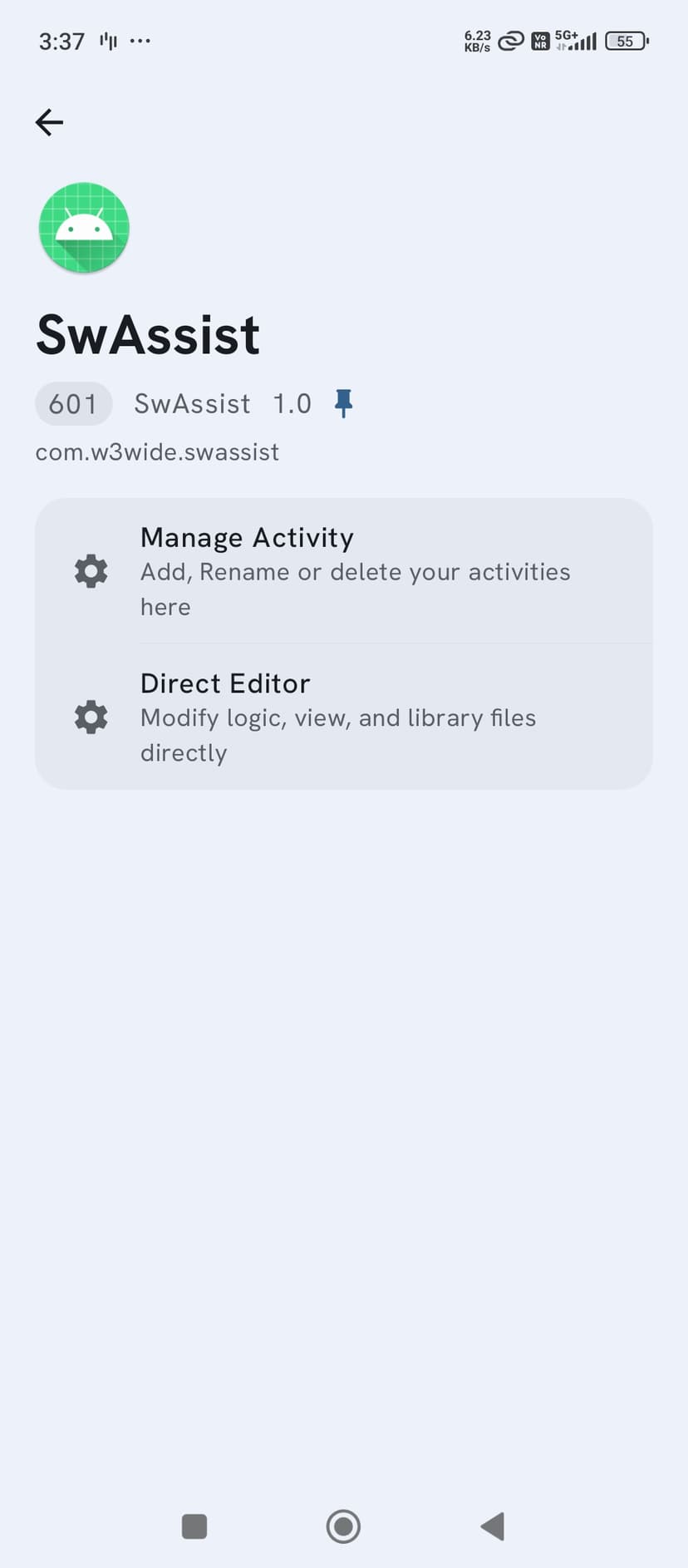 Manage Project Screen